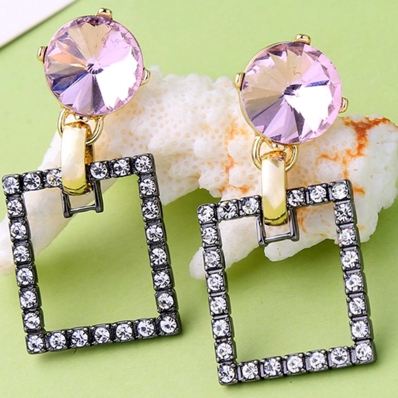 Swarovski Square Lavender Earrings New With Tags - Picture 4 of 5